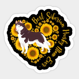 Womens Sunflower Heart Siberian Husky Mom Womens Day Sticker